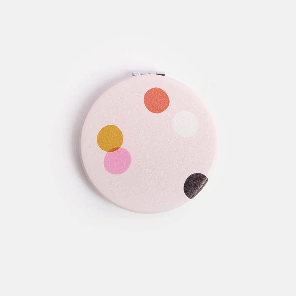 Pale Pink Dotty Round Pocket Mirror