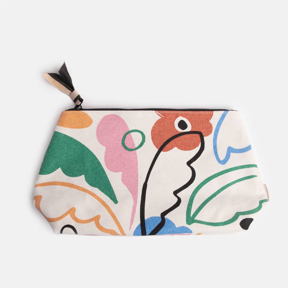 Abstract Botanical Coated Canvas Beauty Bag - LAST ONE!