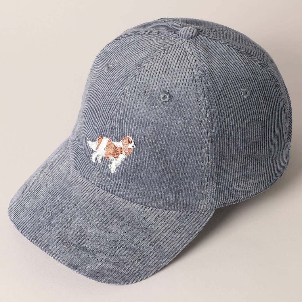 Cavalier King Corduroy Cap - Blue Grey