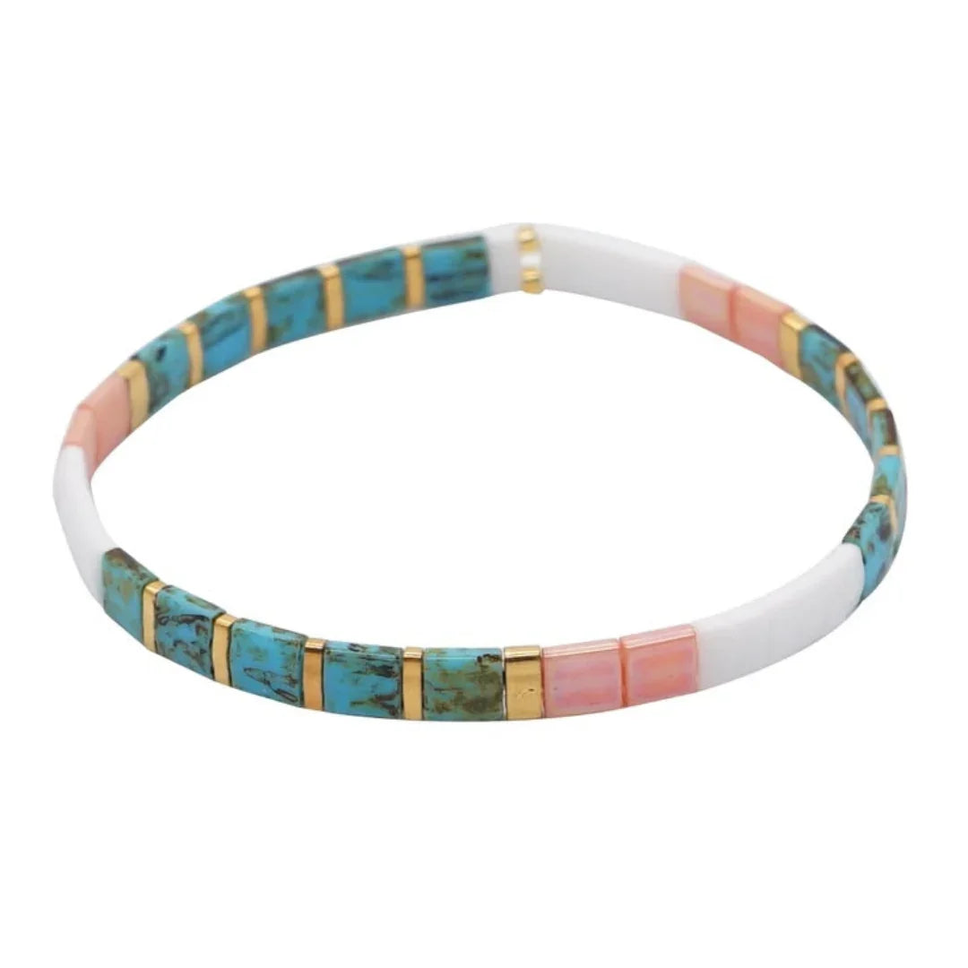 Turquoise Crush Stacker Tila Bracelet
