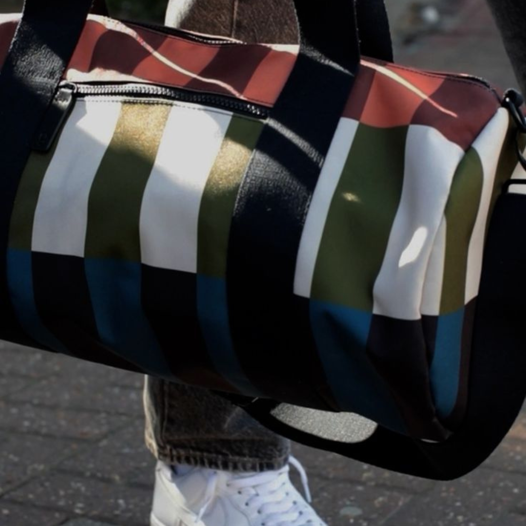 Retro Stripe Duffel Gym Bag