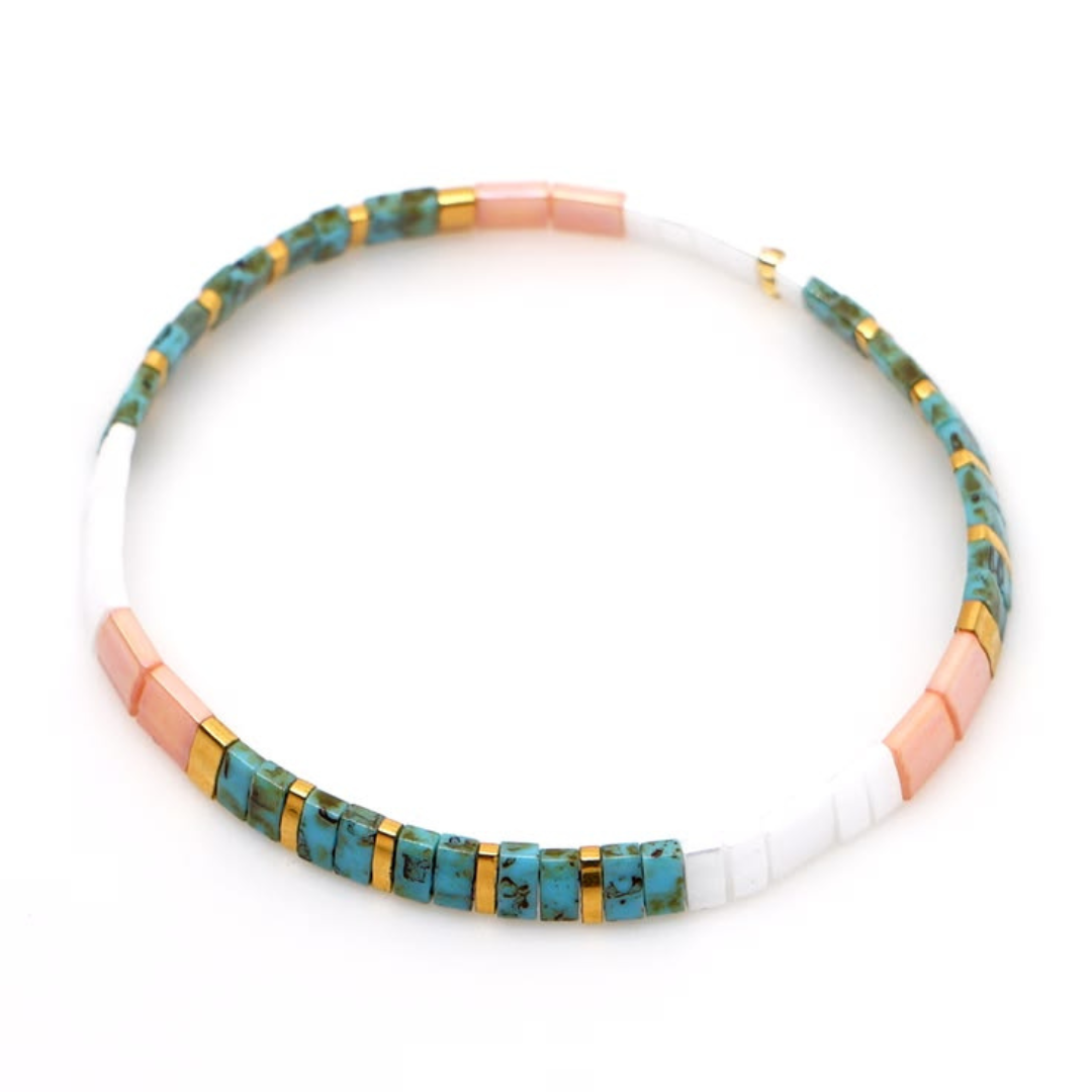 Turquoise Crush Stacker Tila Bracelet