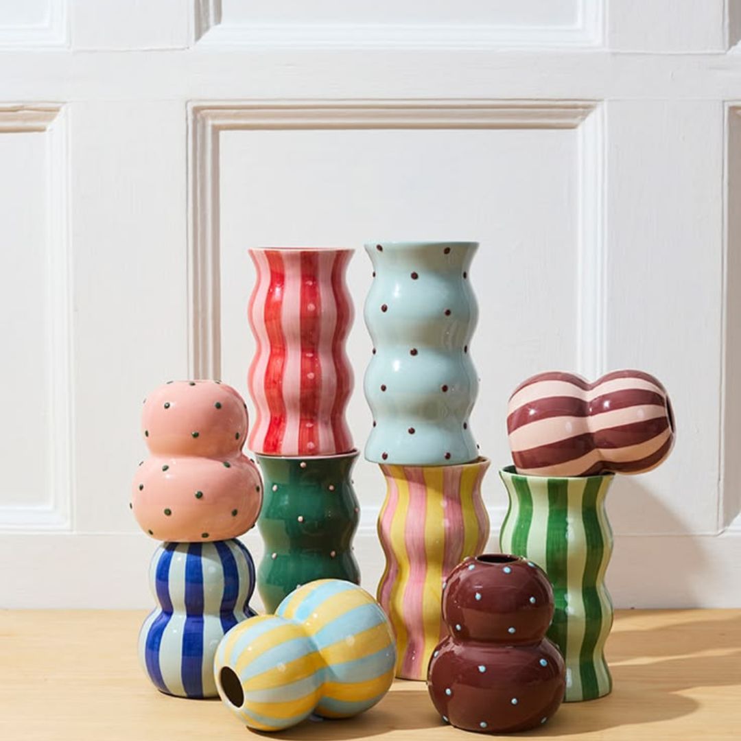 FONDA VASE TONAL BLUE STRIPE