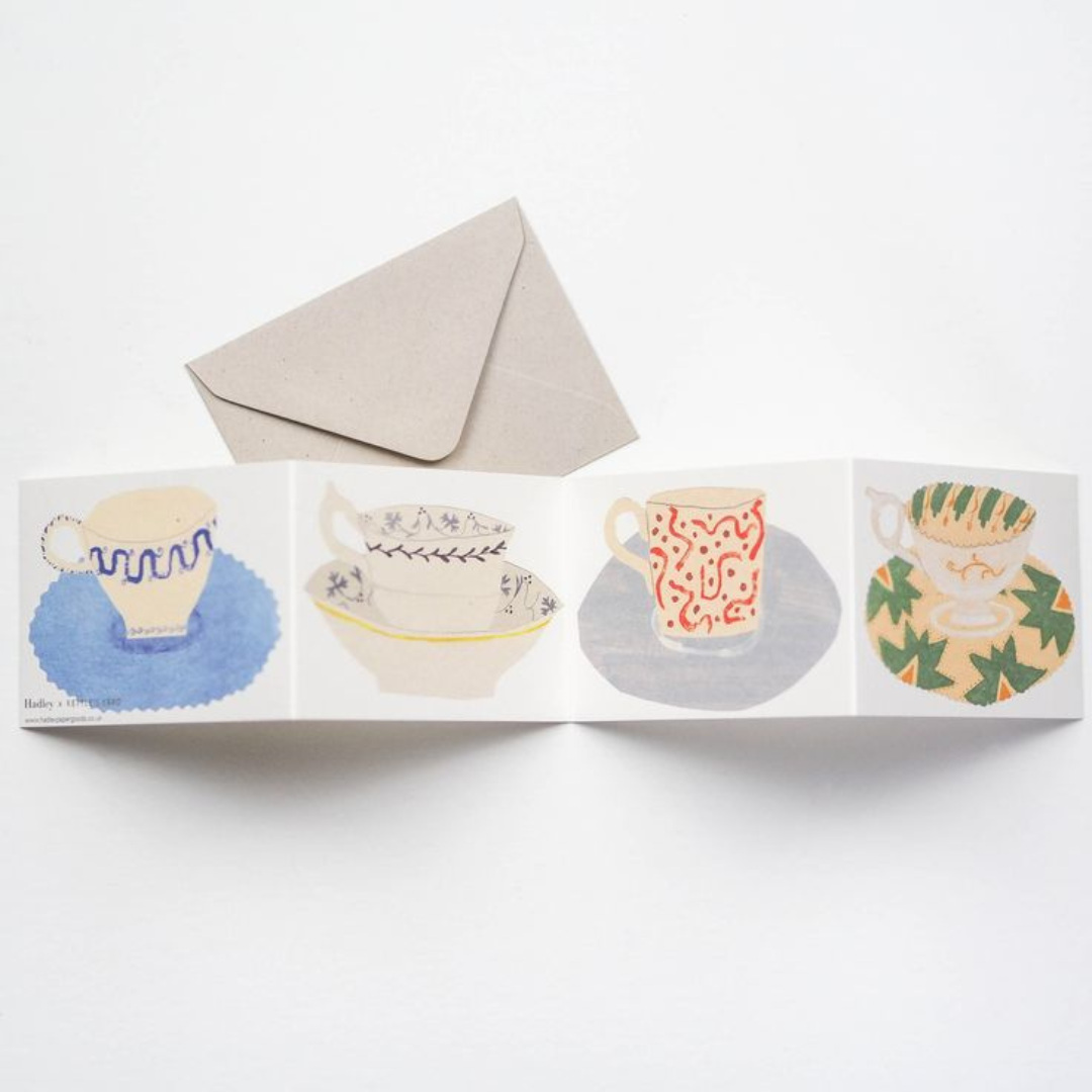 Teacups and Saucers Concertina Mini Card