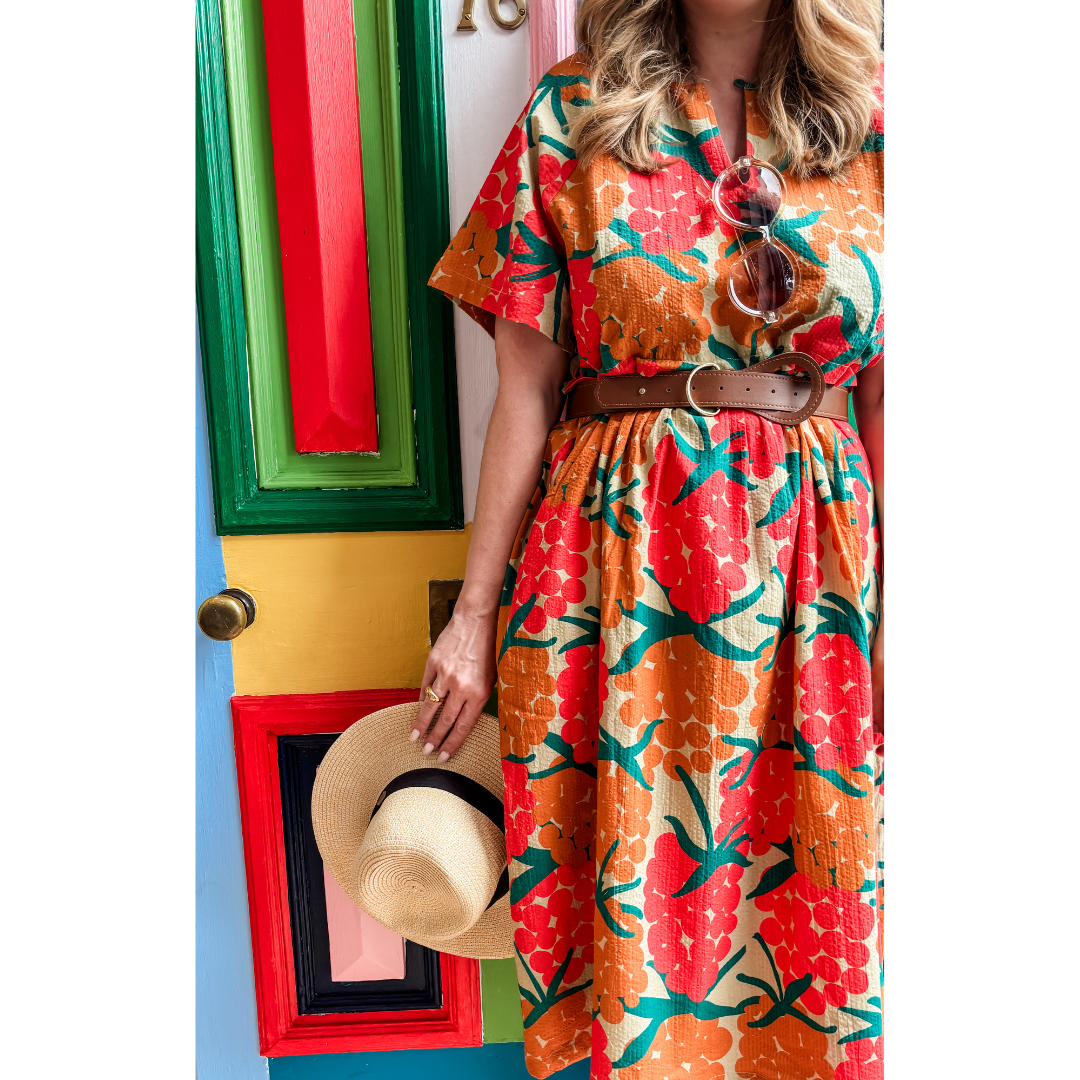 Daneluft Seersucker Dress Beige MAXIBERRY