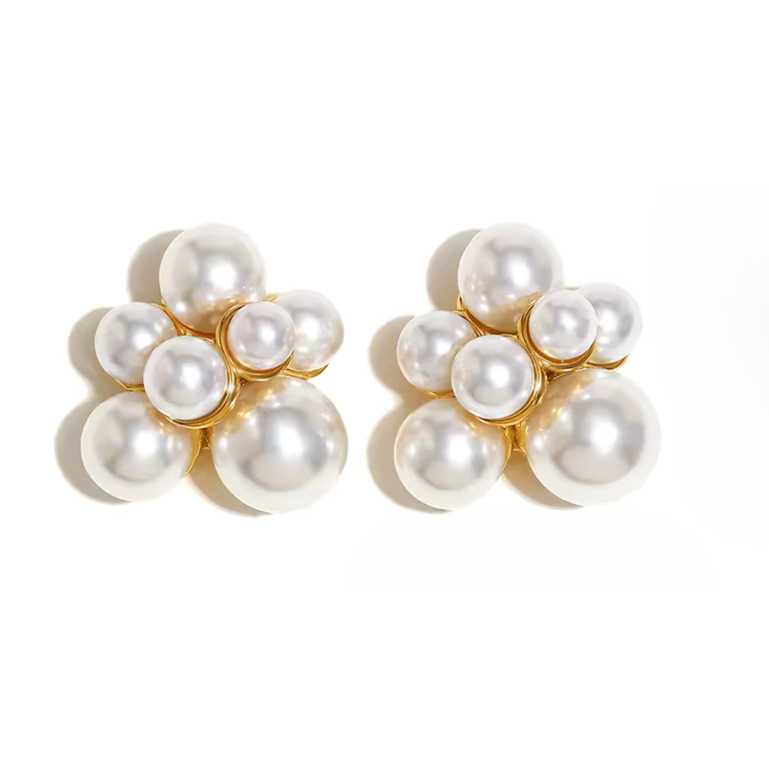 "Cluster F*ck" Pearl Waterproof Earrings - Gold - 50% OFF