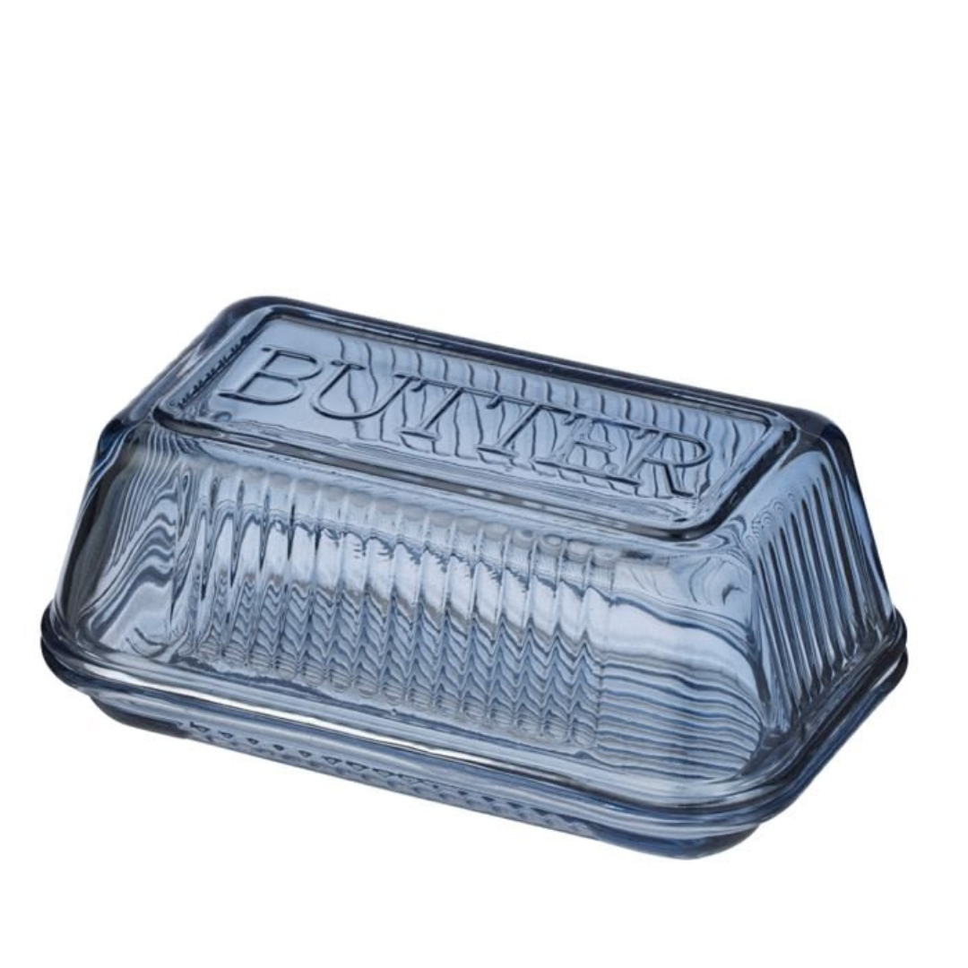 Blue Glass Butter Dish