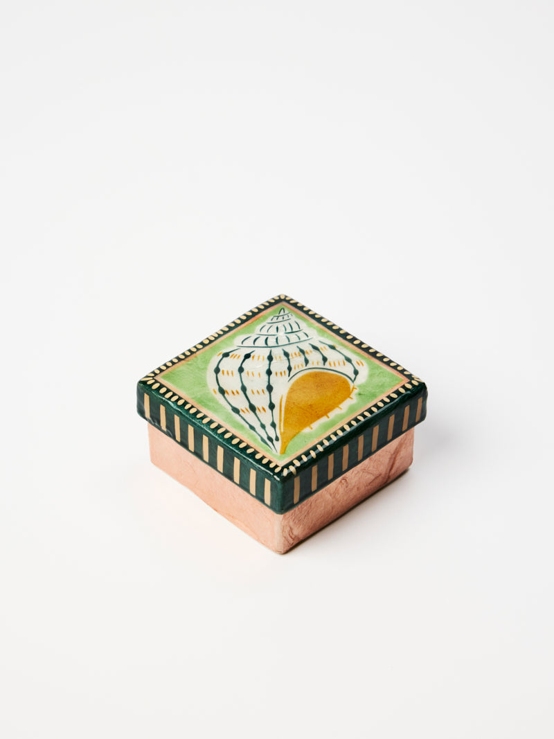 Seashell capiz box with lid open, ready for rings and earrings