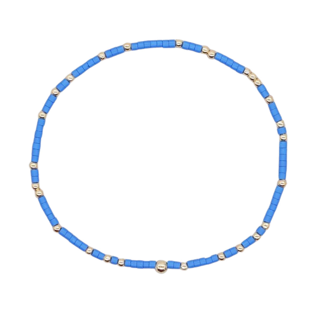Dainty Seed Bead Bracelet - Blue