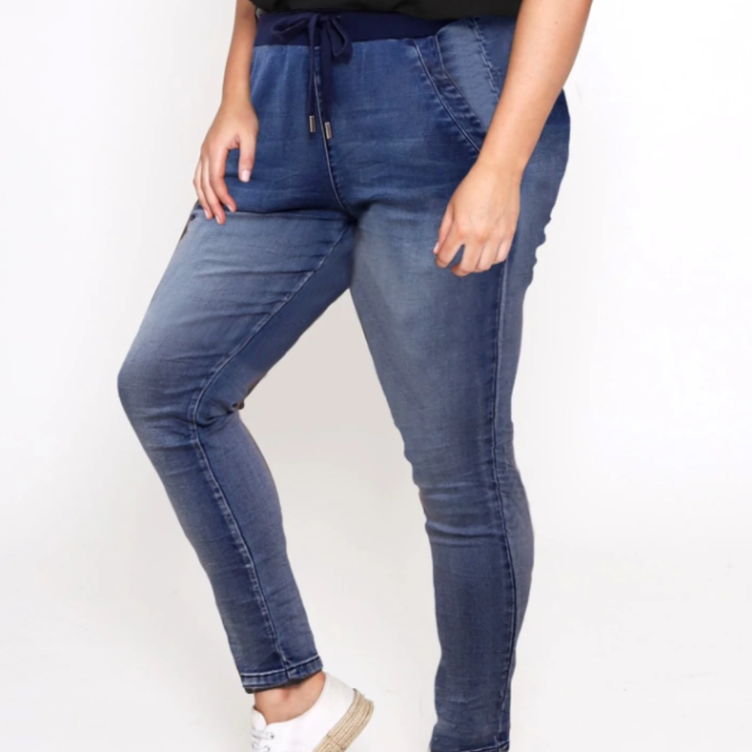 RILEY STRETCH DENIM JOGGER - BLUE WASH