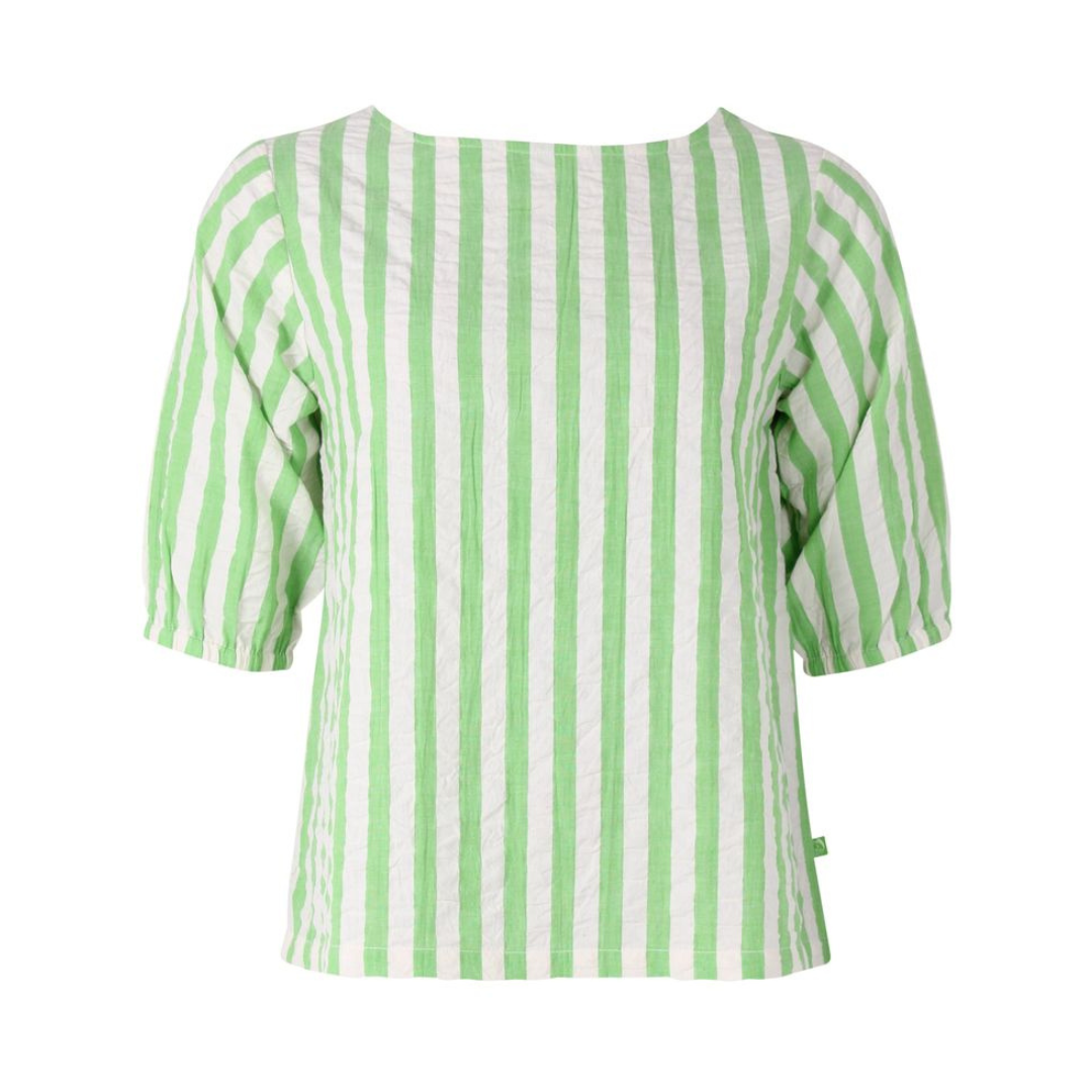 Seersucker Shirt - Bright Green/Chalk