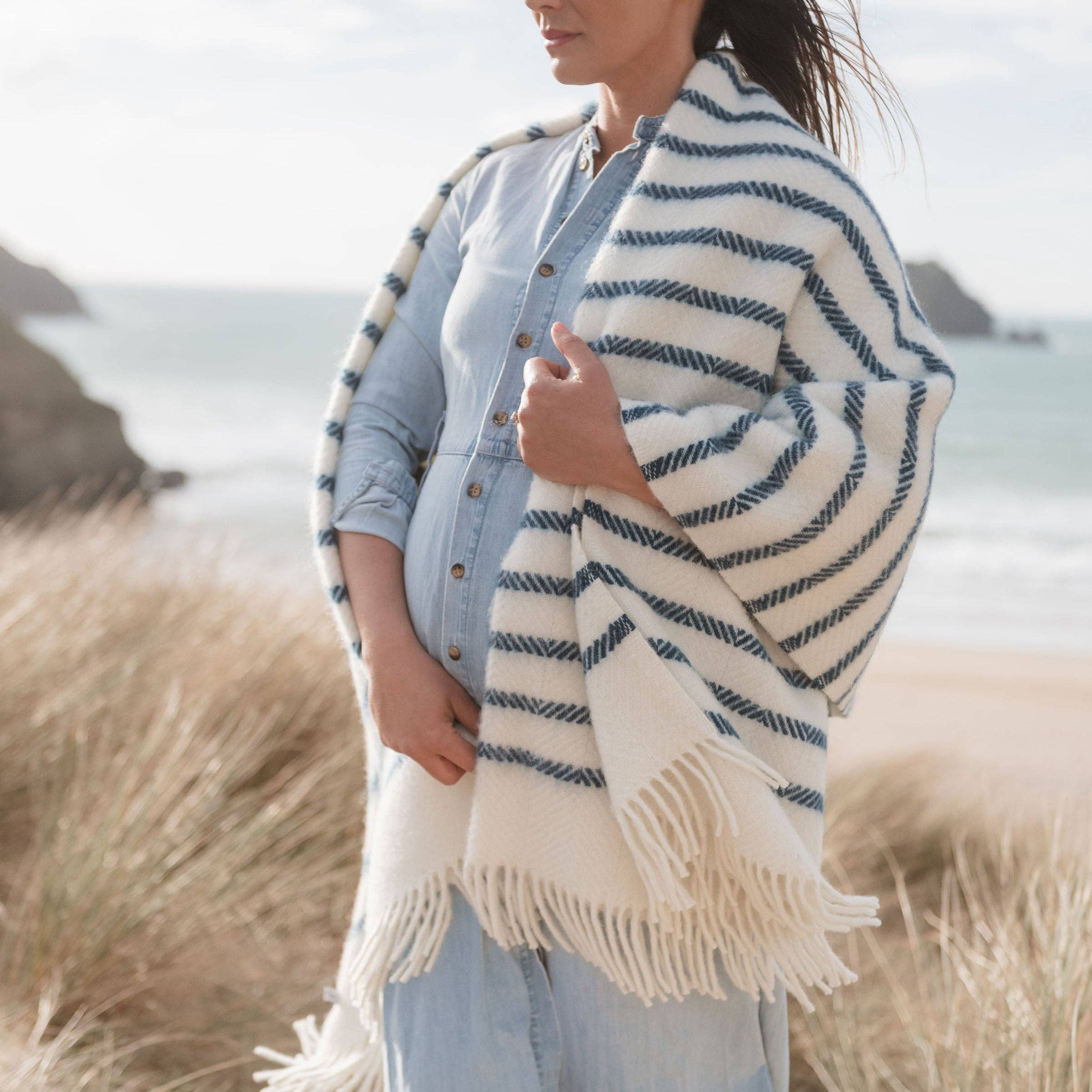 Sailor Blue Stripe Wool Blanket - King Size