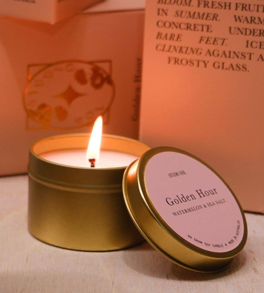 Golden Hour Candle Travel Tin | Sea Salted Watermelon