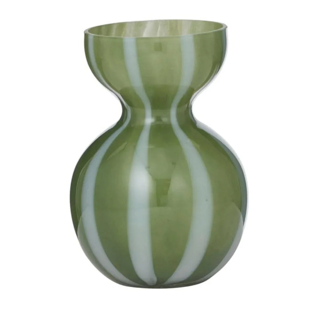Bobbi Glass Vase - Olive/White