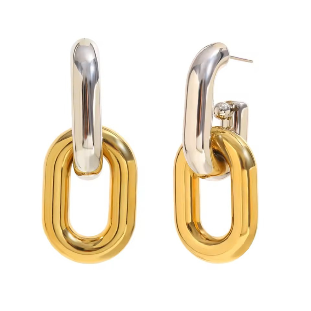 Chain of Command Waterproof Earrings - Two Tone - 50% OFF