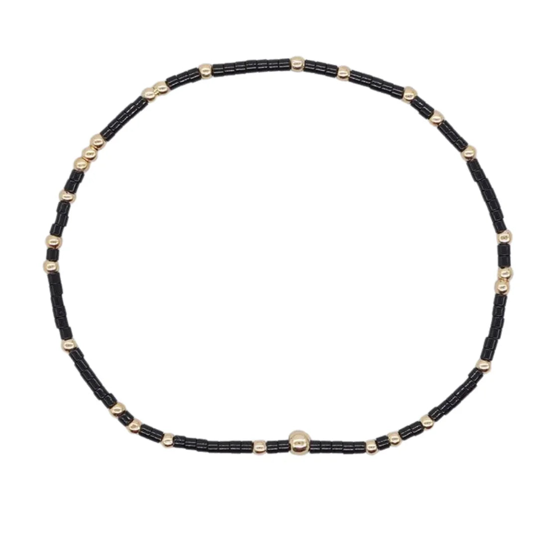 Dainty Seed Bead Bracelet - Black
