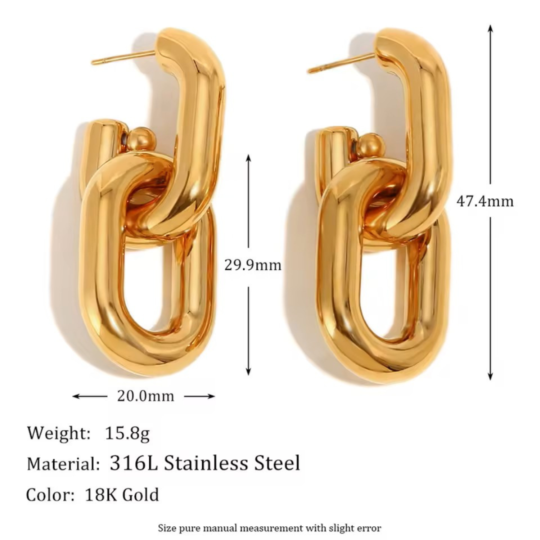 Chain of Command Waterproof Earrings - Gold