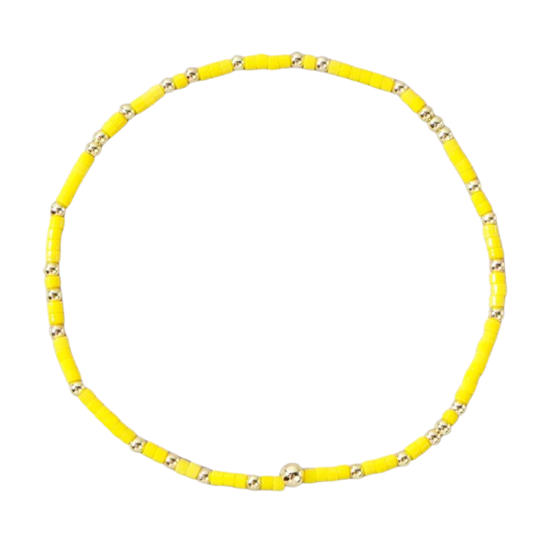 Dainty Seed Bead Bracelet - Yellow