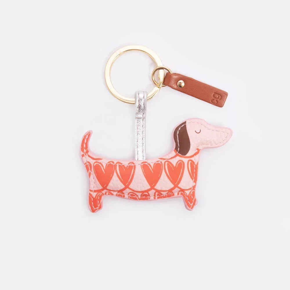 Sausage Dog Keyring - Hearts