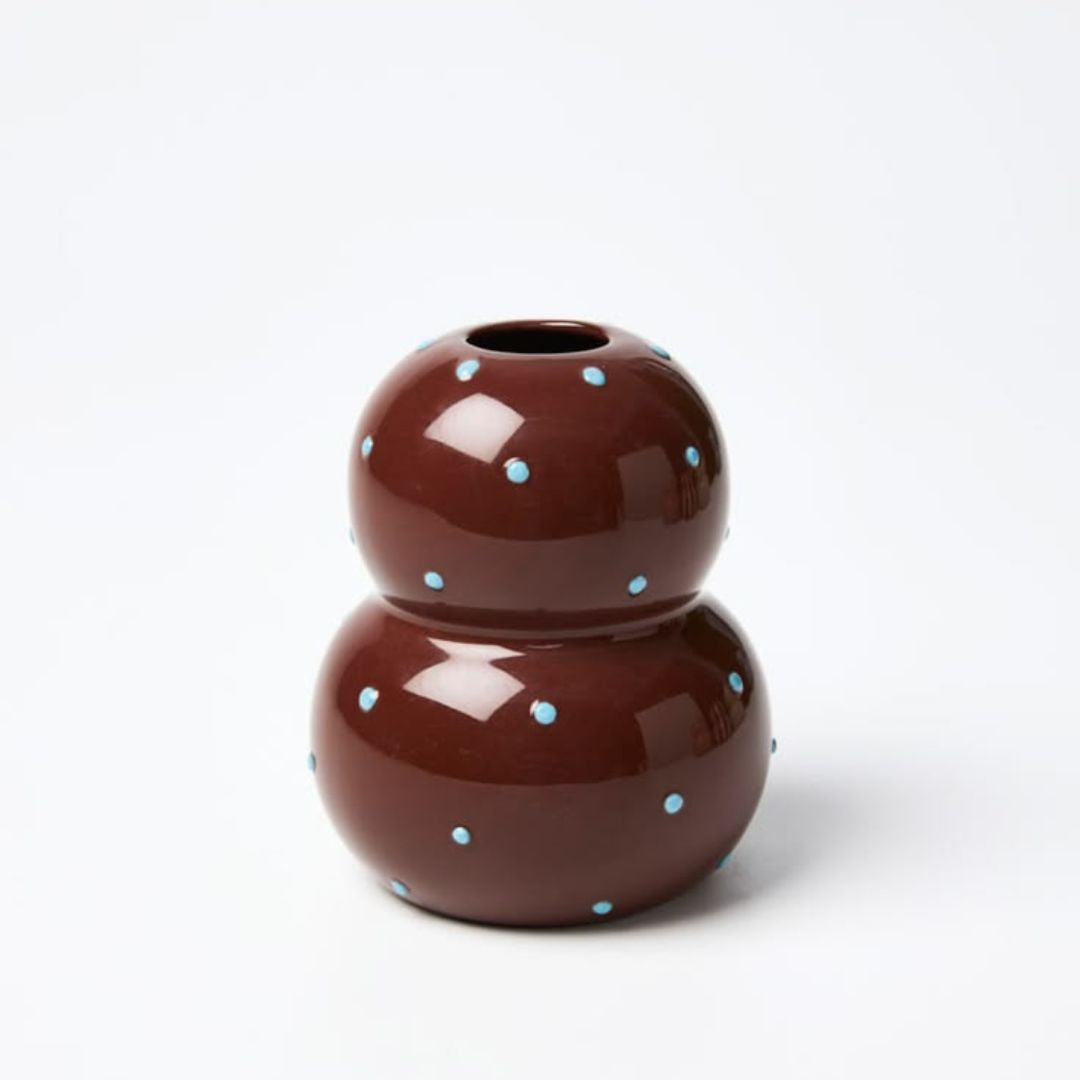 FONDA VASE BROWN BLUE DOTTY