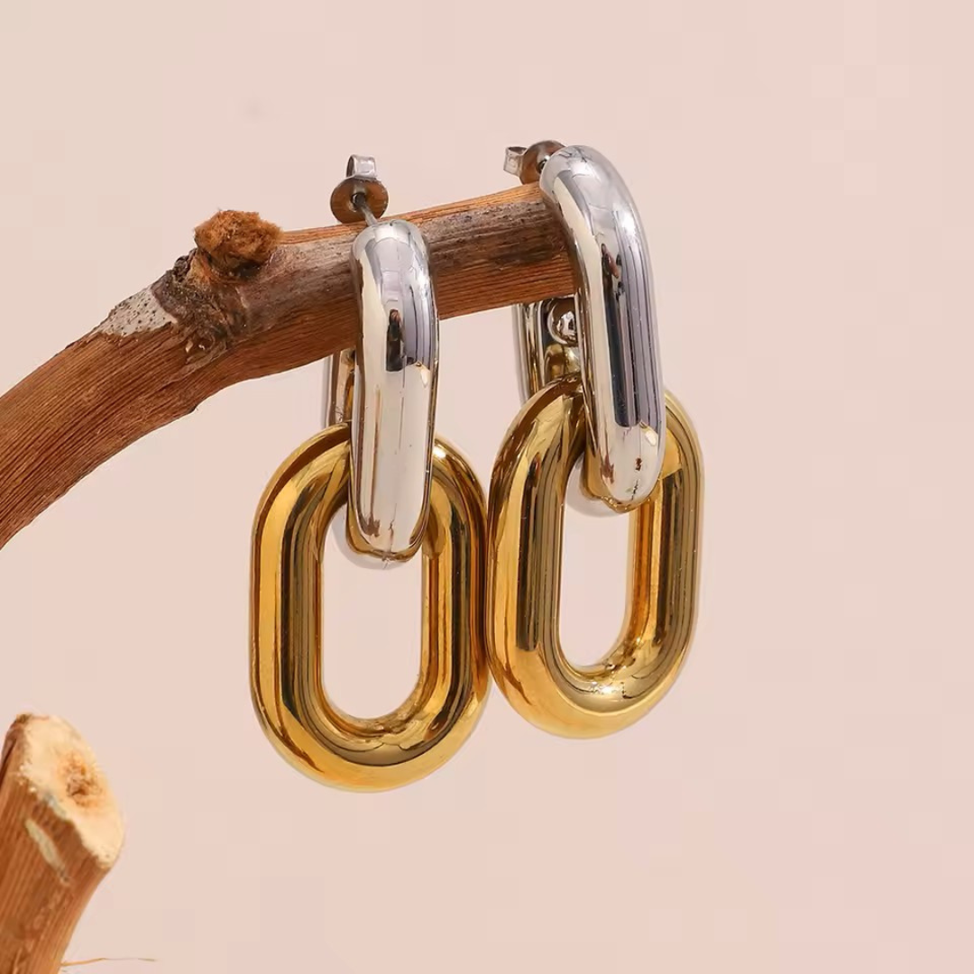 Chain of Command Waterproof Earrings - Two Tone