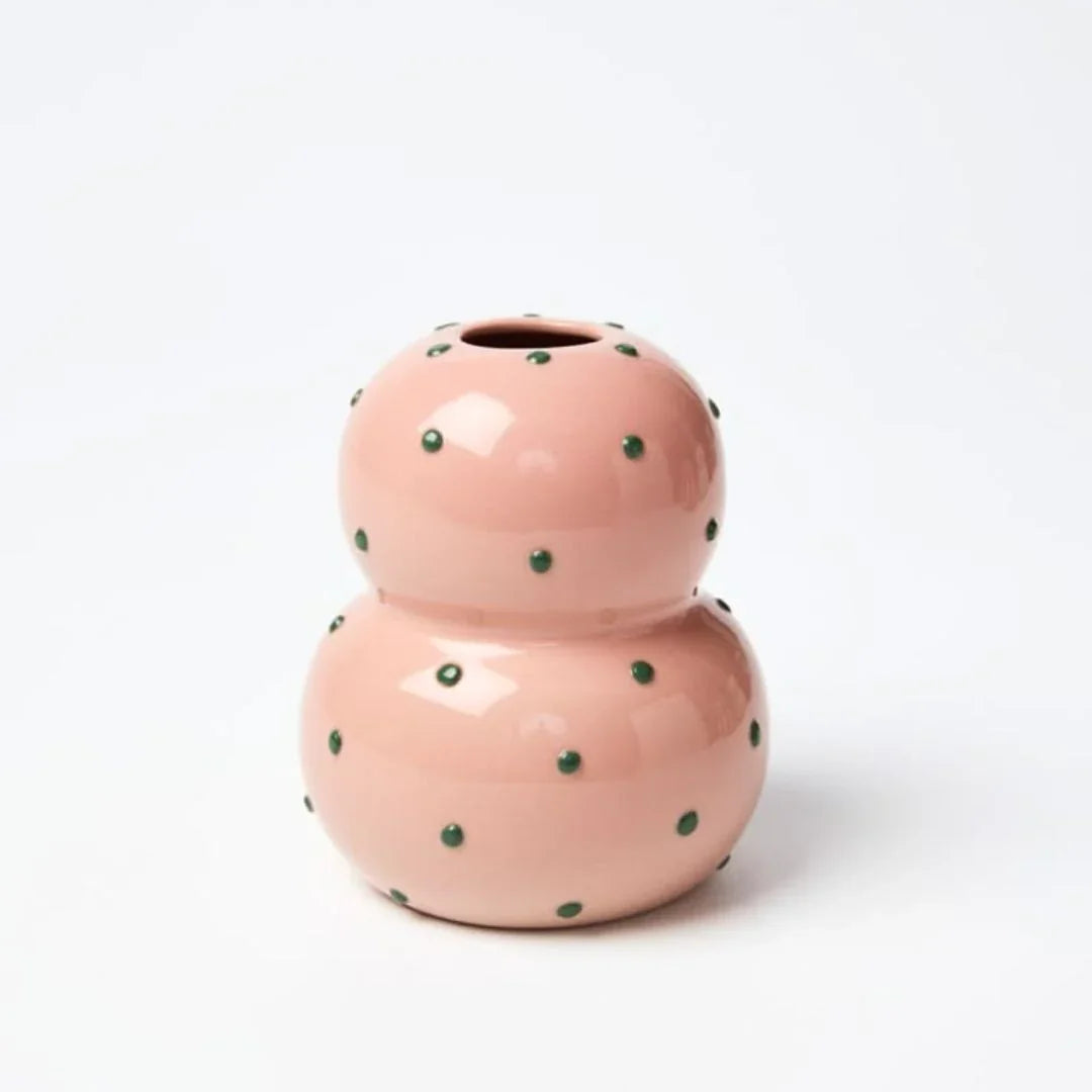 FONDA VASE PINK GREEN DOTTY