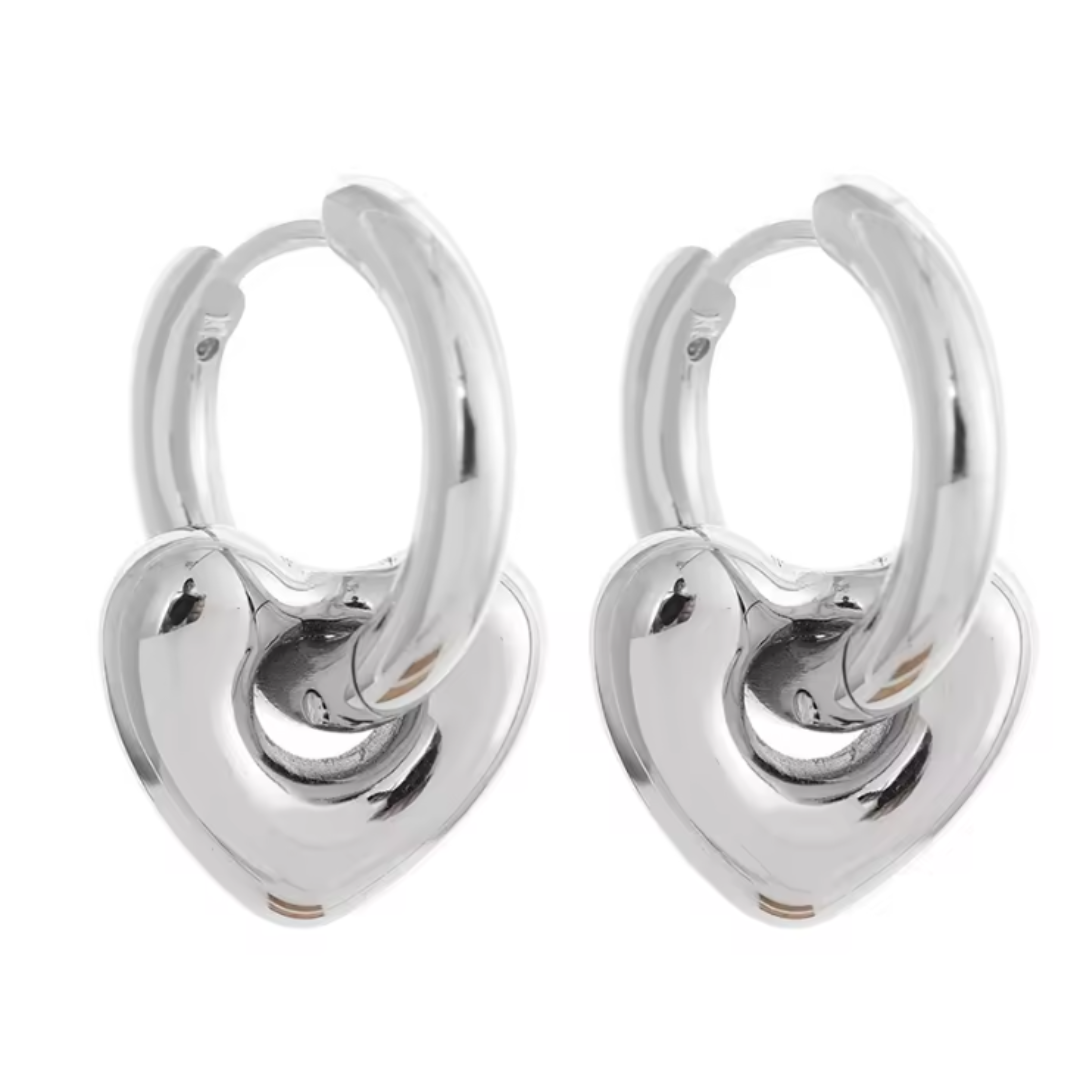 The Love Hoop Waterproof Earrings - Silver - 50% OFF