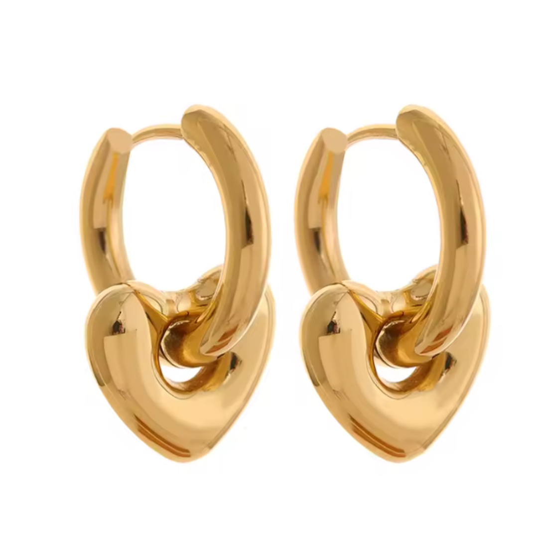 The Love Hoop Waterproof Earrings - Gold - 50% OFF