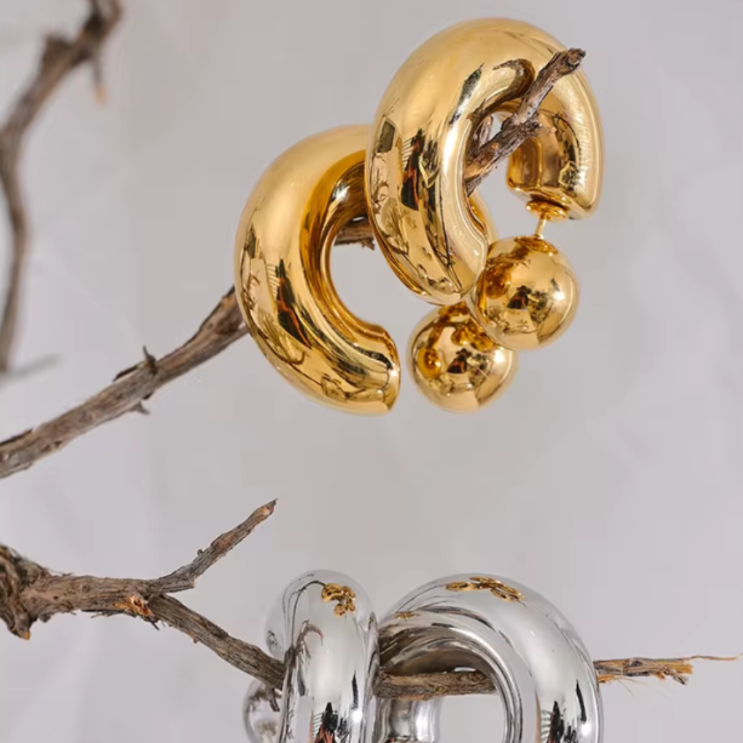 Double Trouble Waterproof Hoop Earrings - Gold