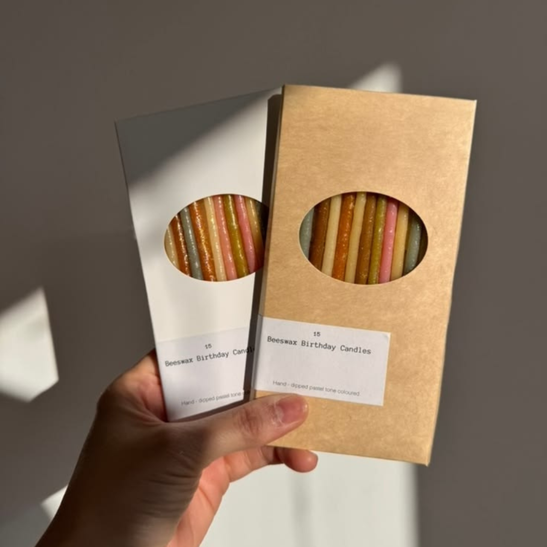 Birthday Beeswax Candles With Glitter - set of 15