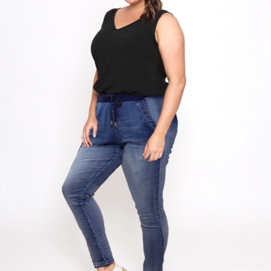 RILEY STRETCH DENIM JOGGER - BLUE WASH