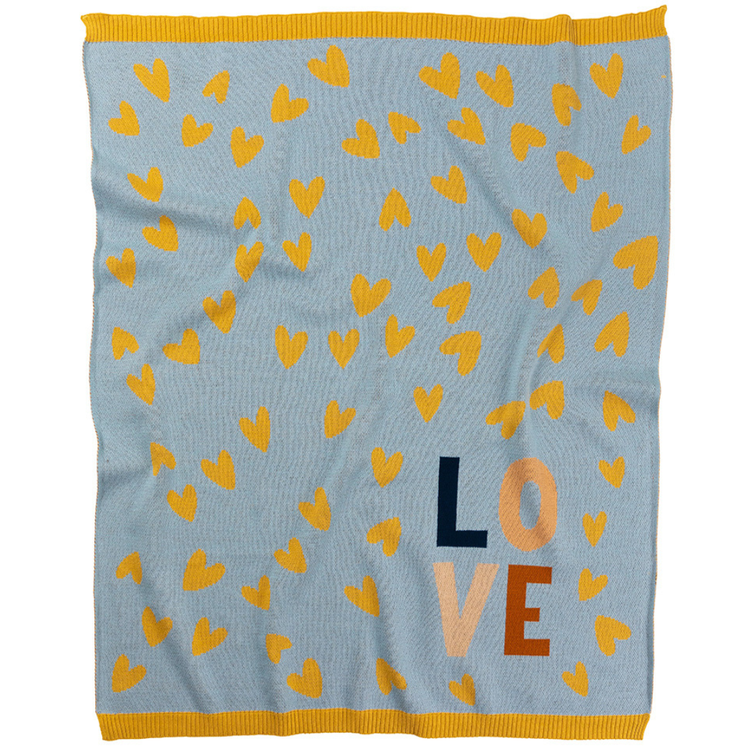 Love Heart Blanket - Blue