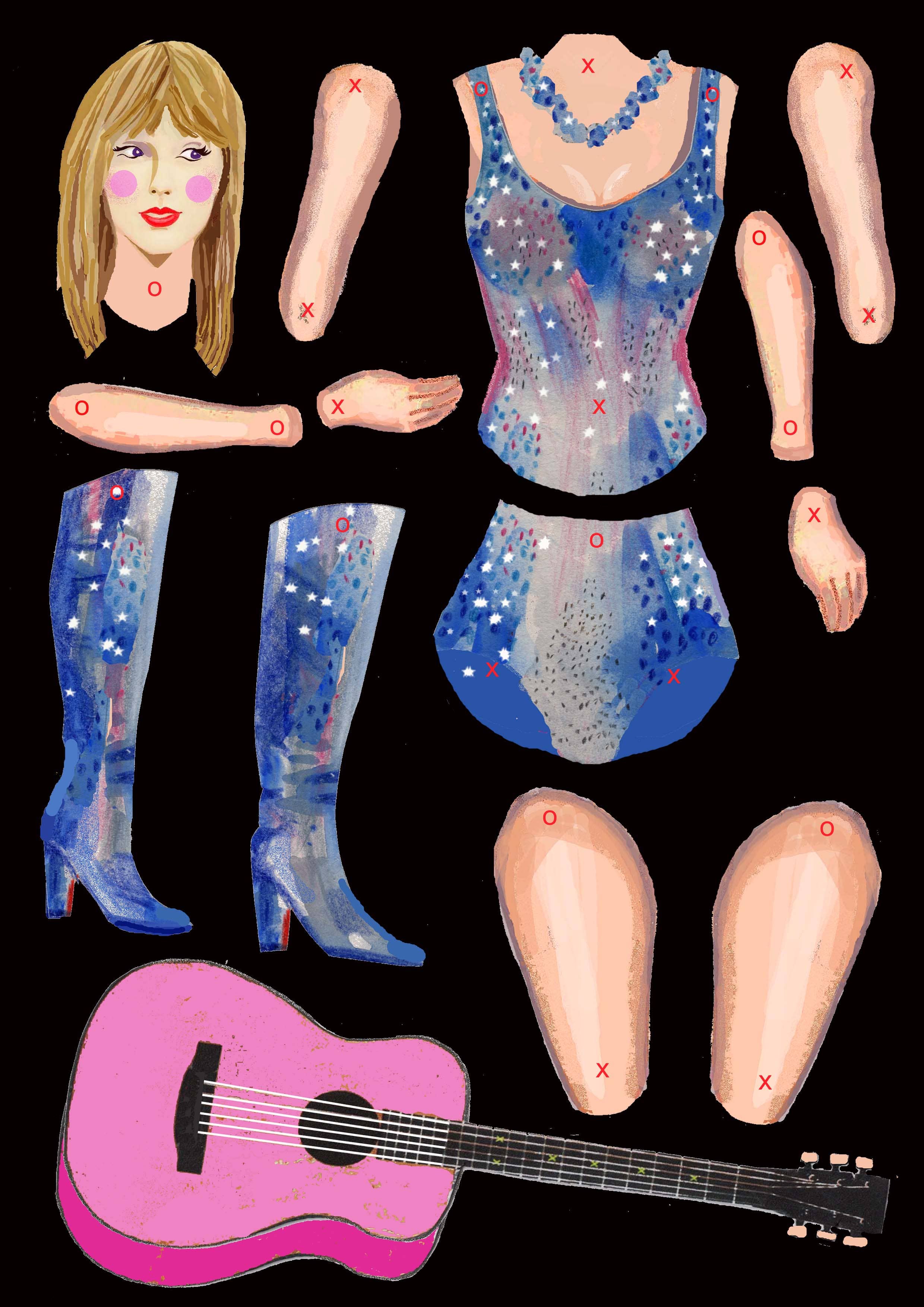 Cut & Make Pop Idol Taylor Swift Paper Puppet
