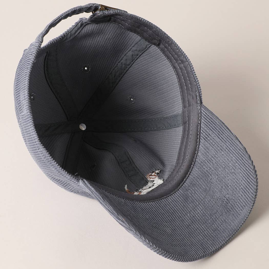Beagle Dog Corduroy Cap - Blue Grey