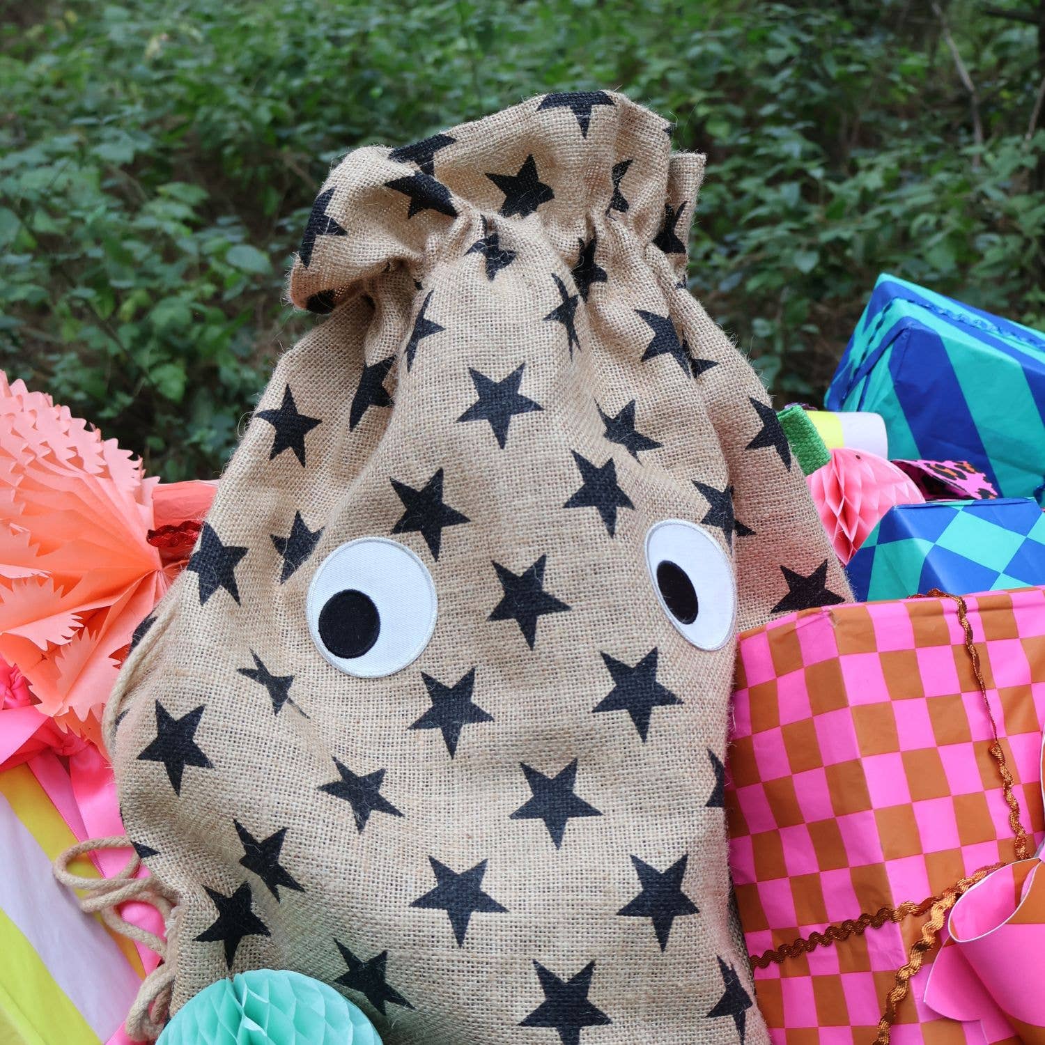 Monochrome Christmas Star Sack