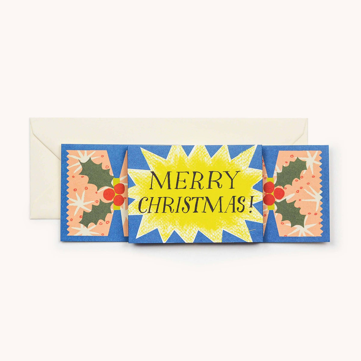 Hadley Christmas cracker shaped card with starburst design