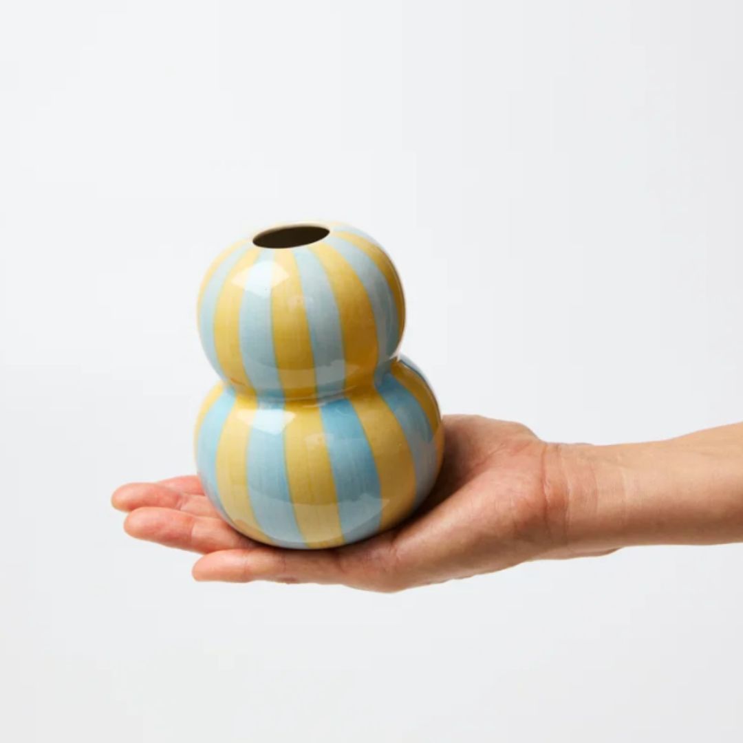FONDA VASE YELLOW BLUE STRIPE