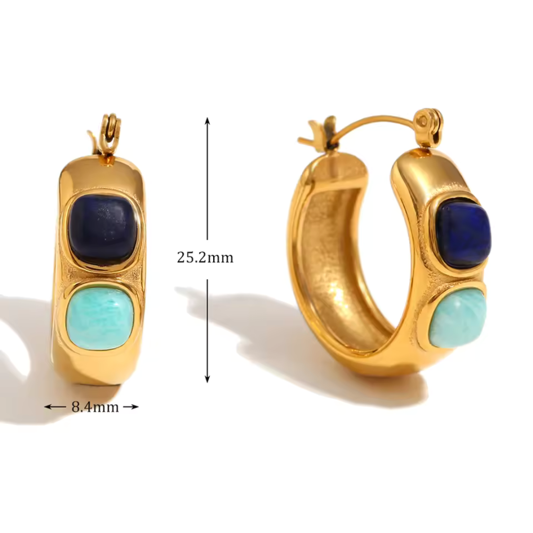 Double Blues Waterproof Hoop Earrings