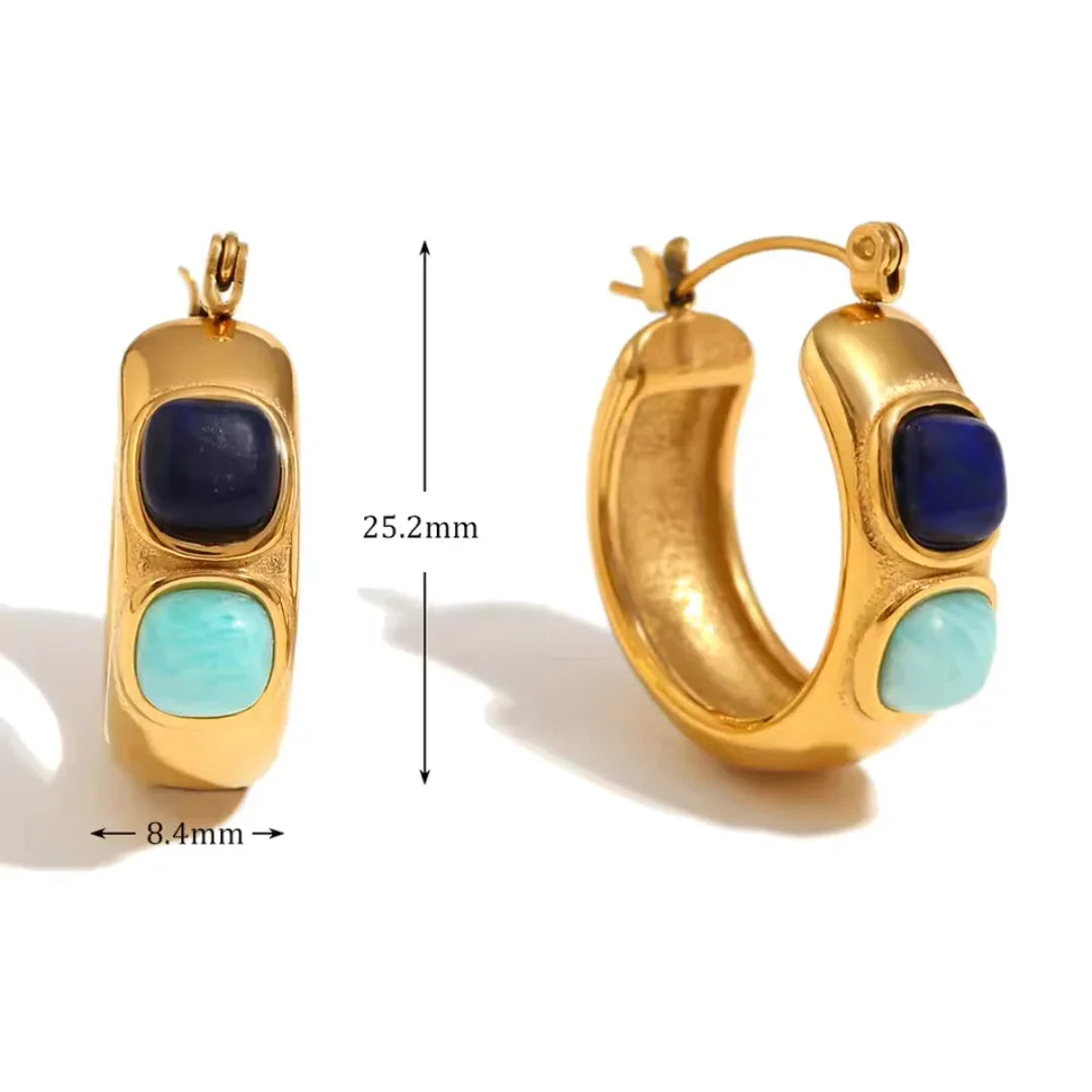 Double Blues Waterproof Hoop Earrings