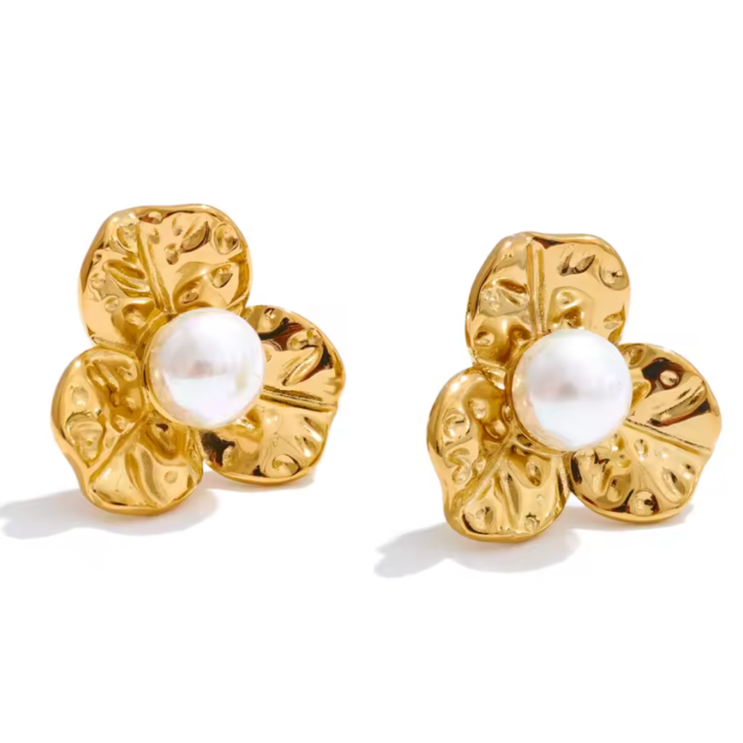 Petal to the Metal Waterproof Earrings - Gold - 50% OFF