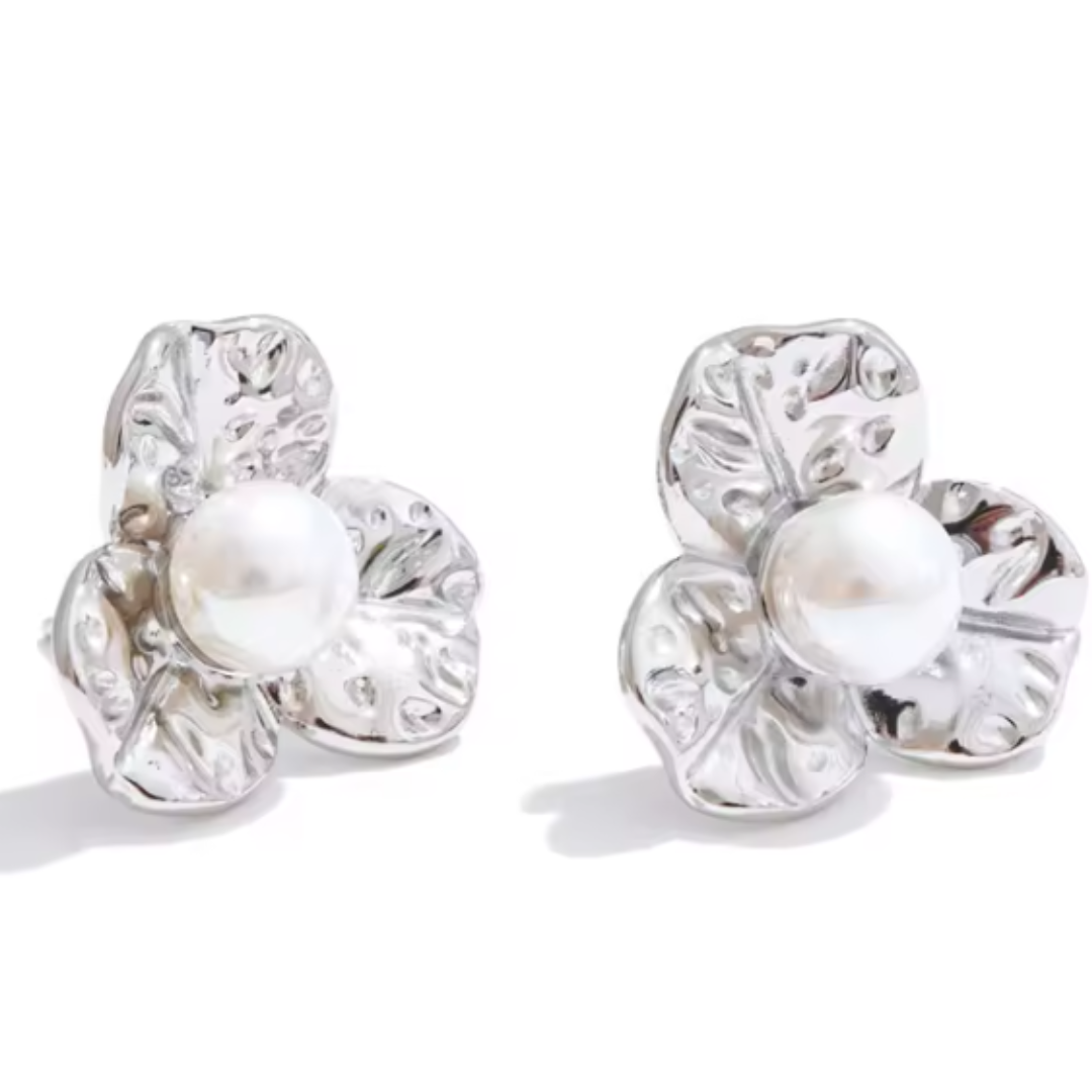 Petal to the Metal Waterproof Earrings - Silver - 50% OFF