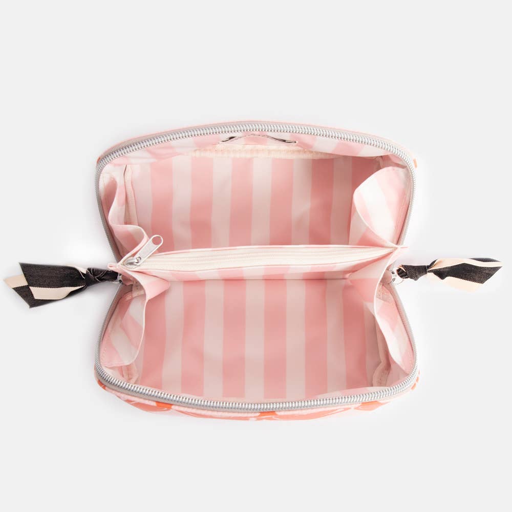 Pink/Orange Hearts Diagonal Cosmetic Bag