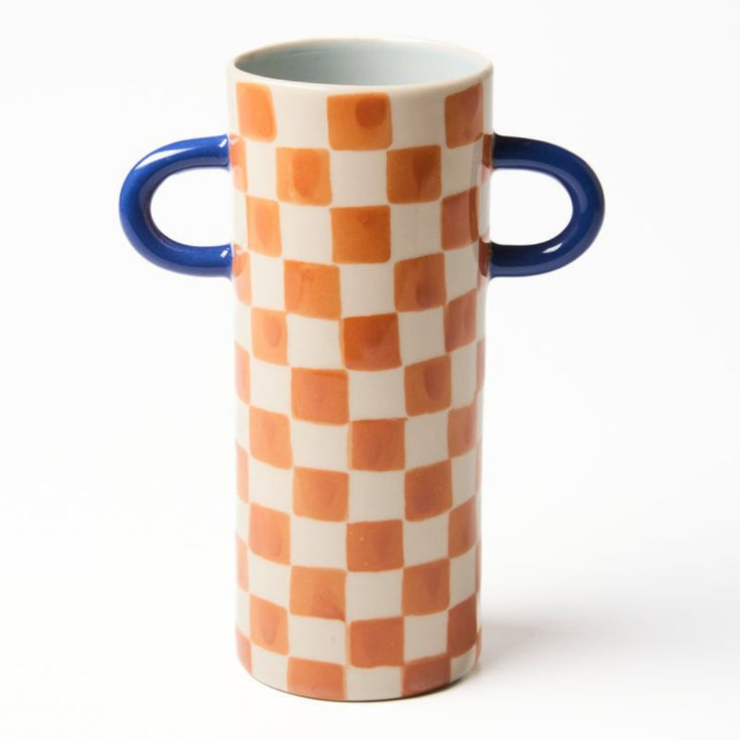 GRIFFE TAN CHECK BUD VASE