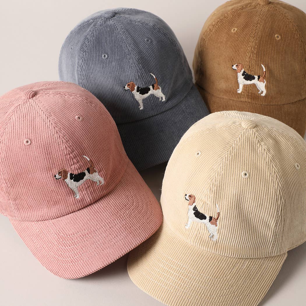 Beagle Dog Corduroy Cap - Blue Grey