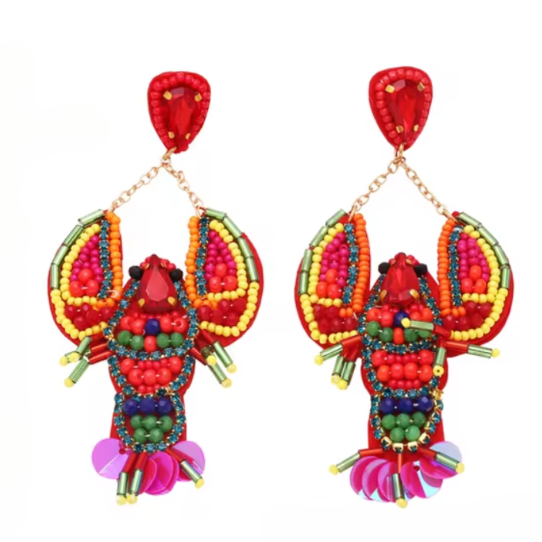 Lobster Earrings - Multi Colour - 50% OFF
