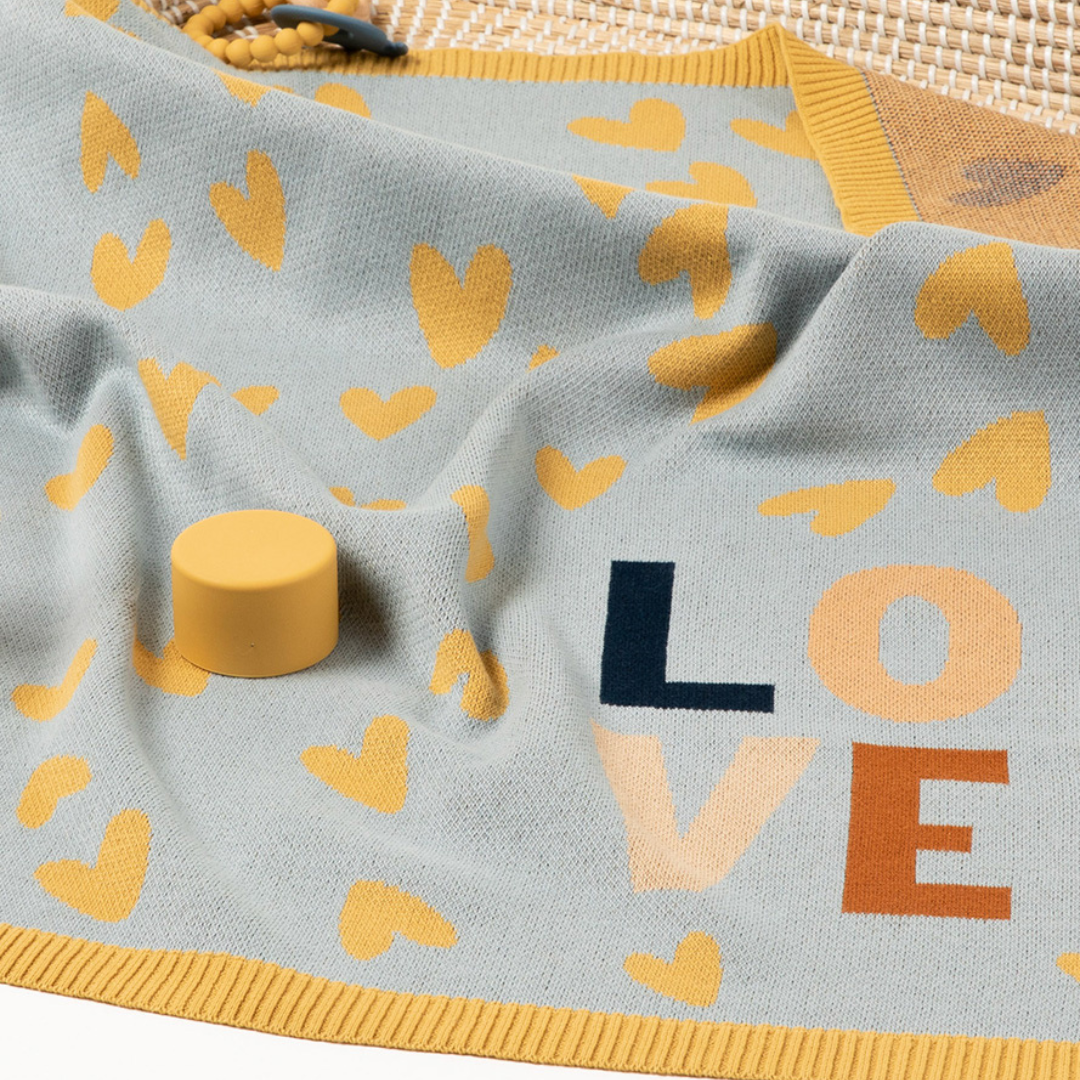Love Heart Blanket - Blue