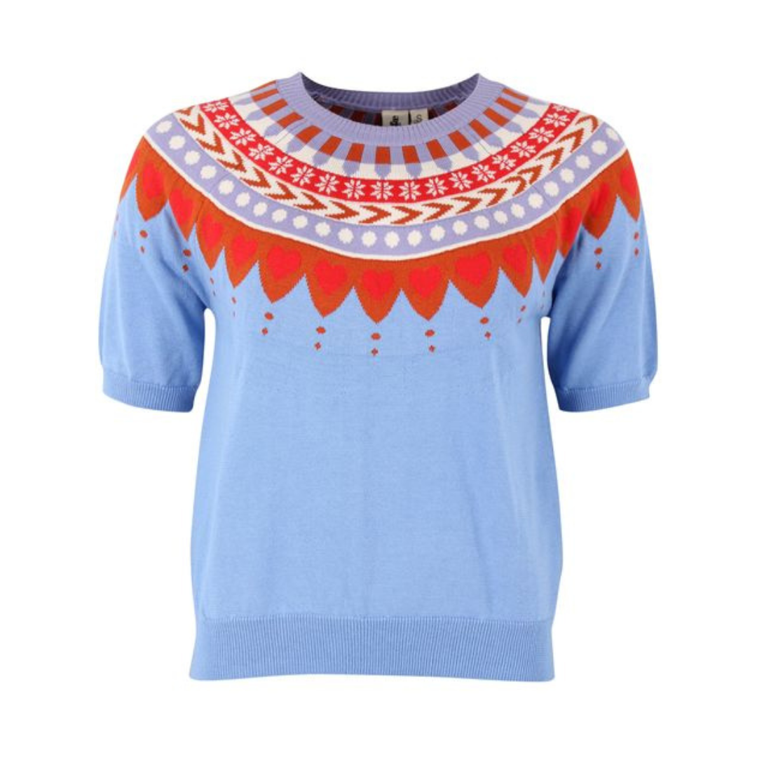 Cotton Knit Sweater Tee -  Water blue - 50% OFF