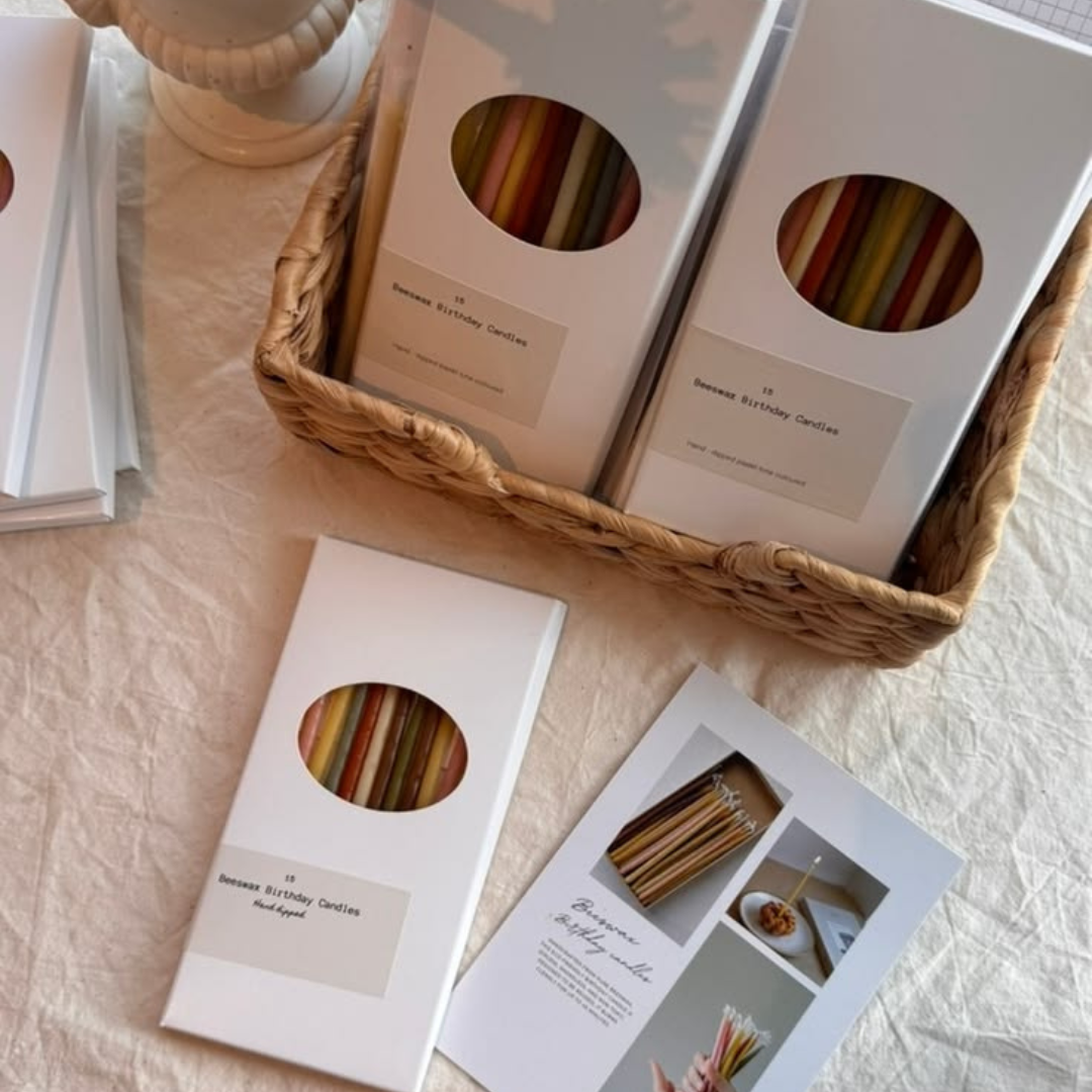 Birthday Beeswax Candles With Glitter - set of 15