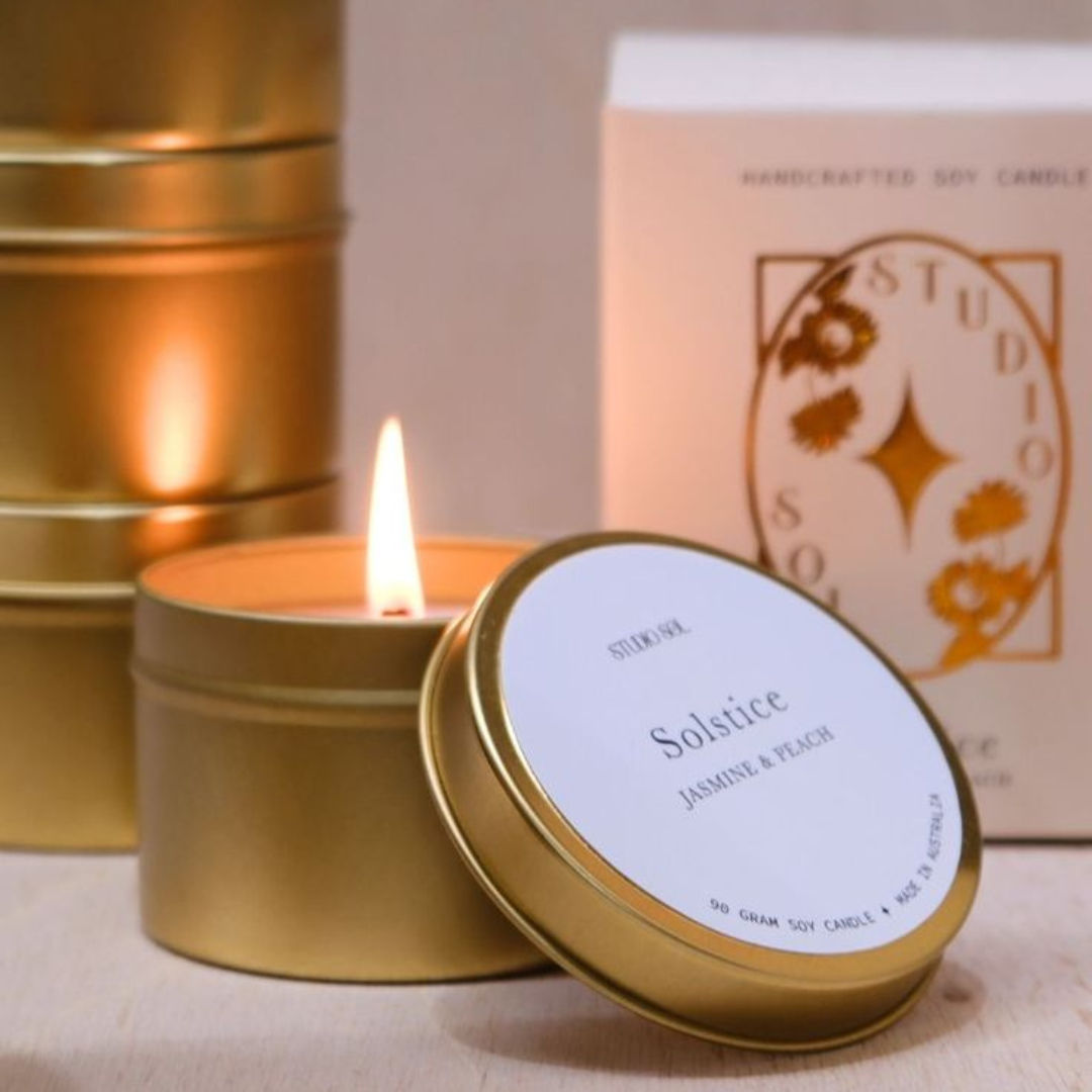 Solstice Candle Travel Tin | Jasmine + Peach