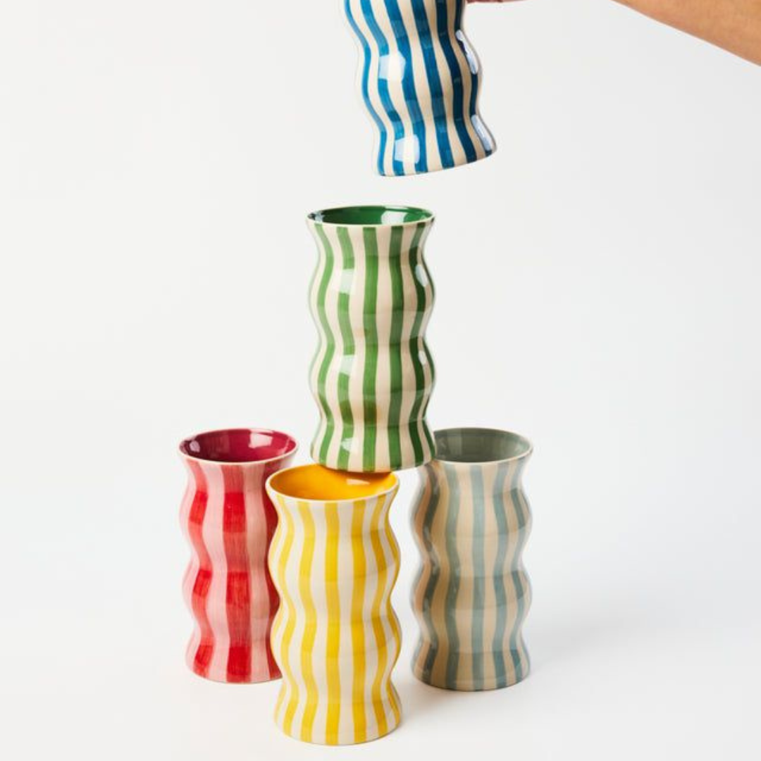 Palma Navy Blue Stripe Vase